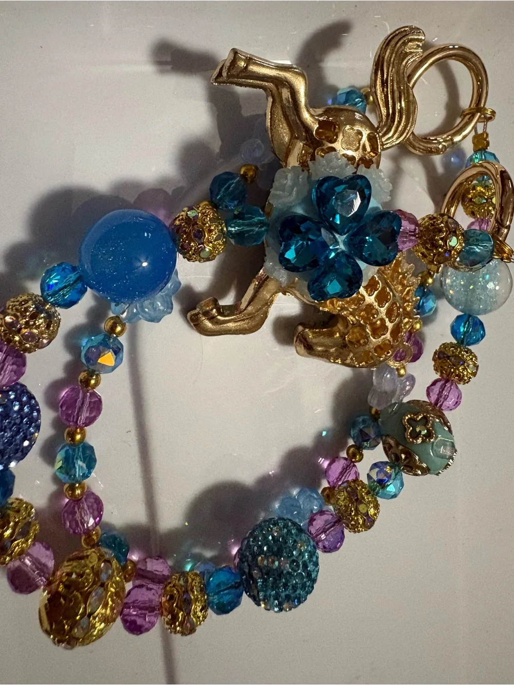 Teal Crystal Horse Pendant Beaded Statement PURSE CHARM